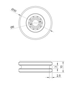 mechanical drawing of speargun wheel